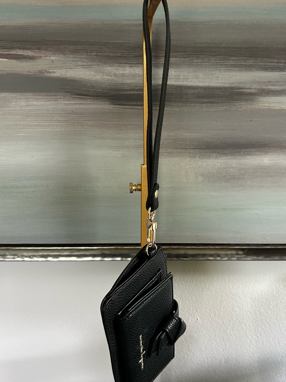 Nanette Lepore Black Leather Wristlet Card Holder with Strap NWT